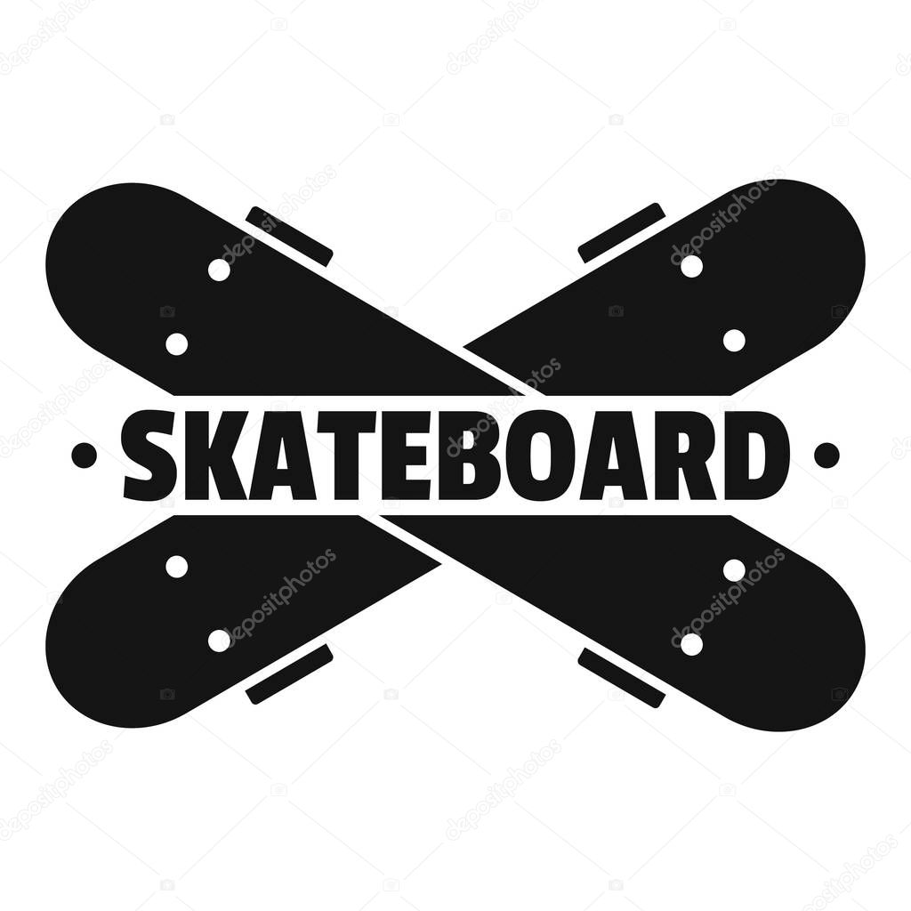 Crossed skateboard logo, simple style