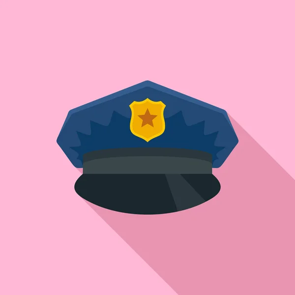Ícone de boné da polícia, estilo plano — Vetor de Stock