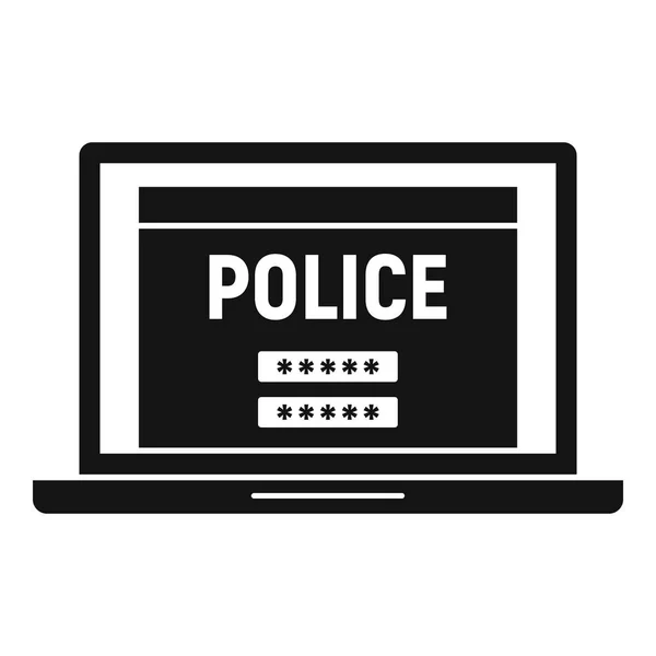 警察のラップトップ アイコン、シンプルなスタイル — ストックベクタ