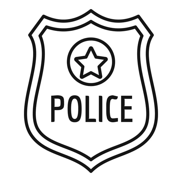 Police gold emblem icon, outline style — Stock Vector