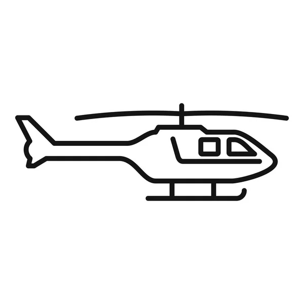 Police helicopter icon, outline style — Stock Vector