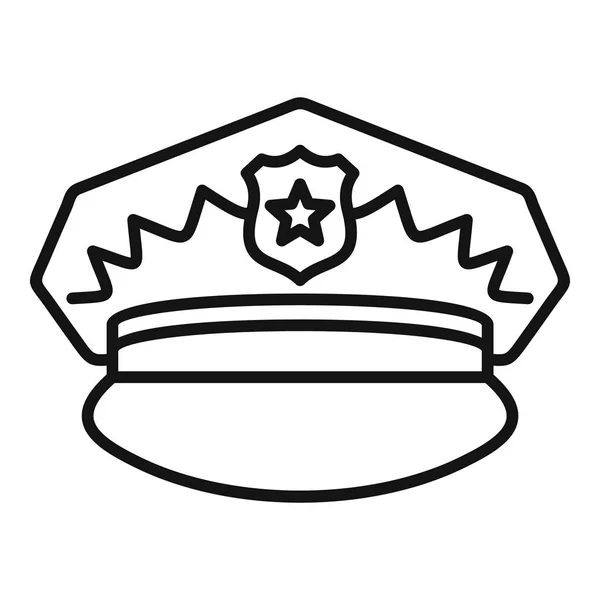 Icône de casquette de police, style contour — Image vectorielle