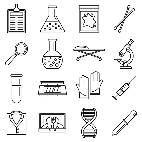 Conjunto de iconos de laboratorio de investigación de ADN, estilo de esquema — Vector de stock