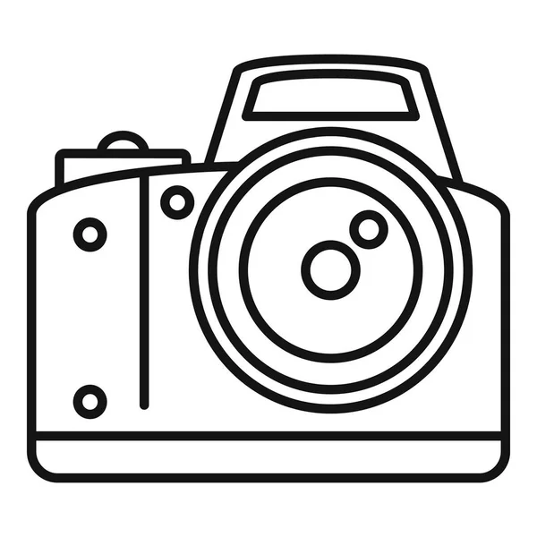 Professionele camera icoon, outline stijl — Stockvector