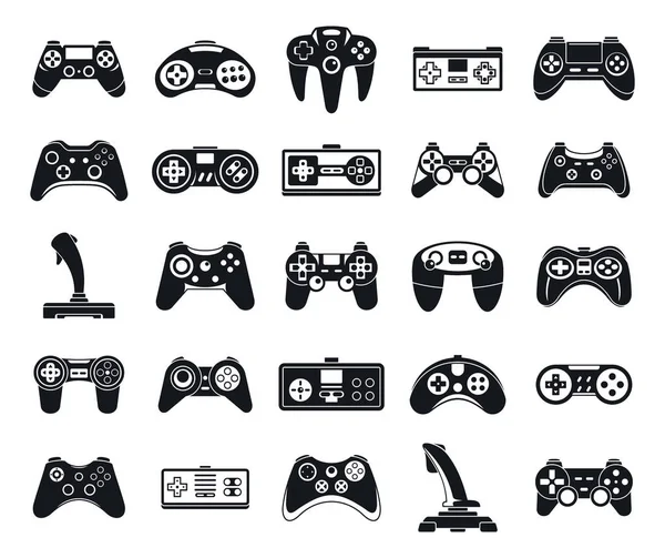 Joystick game icons set, simple style — Stock Vector