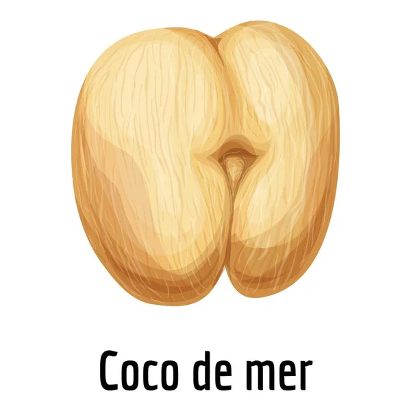 Coco de mer ikona, kreslený styl — Stockový vektor