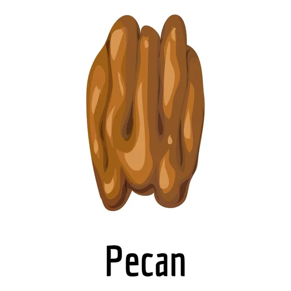 Icône de Pecan, style dessin animé — Image vectorielle