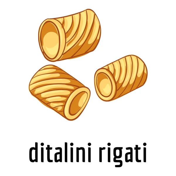 Ditalini rigati pictogram, cartoon stijl — Stockvector