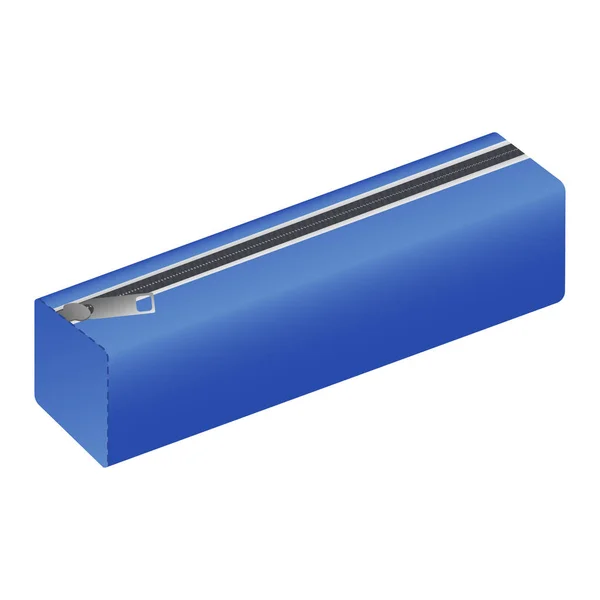 Icona blu caso matita, stile realistico — Vettoriale Stock