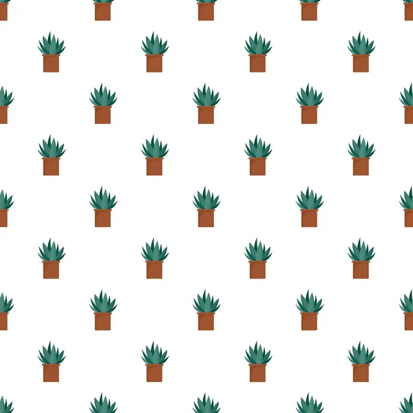 Aloe kaktus potten mönster sömlös vektor — Stock vektor