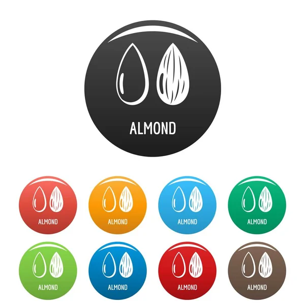 Almond icons set color — Stock Vector