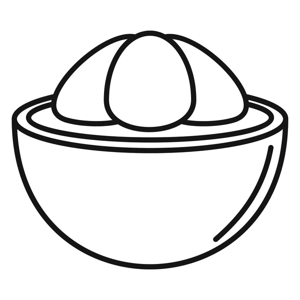 Halve mangosteen pictogram, Kaderstijl — Stockvector