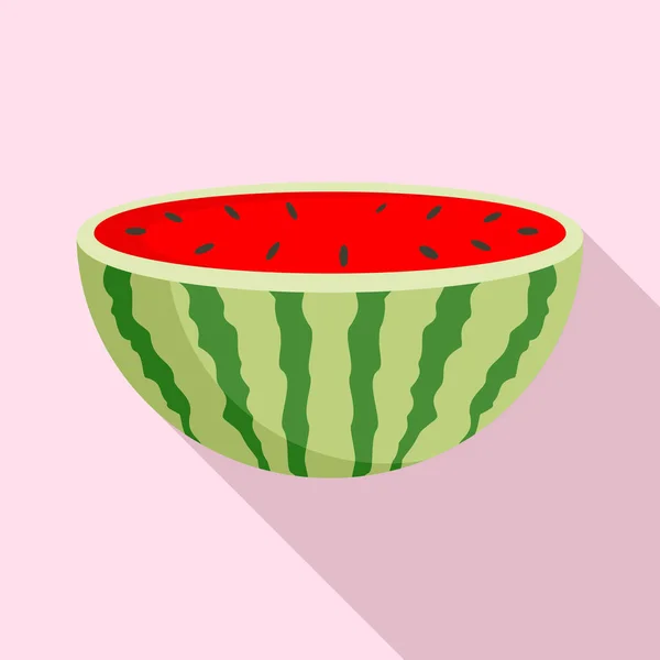 Hälfte der Wassermelone, flacher Stil — Stockvektor