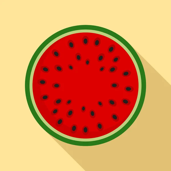 Icône de pastèque vue du dessus, style plat — Image vectorielle