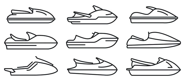 Набор иконок для водных мотоциклов, стиль набросков — стоковый вектор