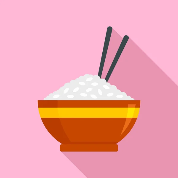 Japón icono de tazón de arroz, estilo plano — Vector de stock