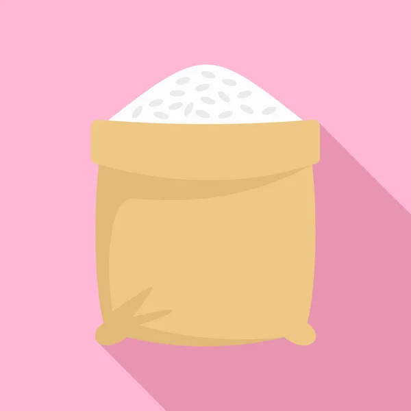 Otevřete ikonu pytel rýže, ploché styl — Stockový vektor