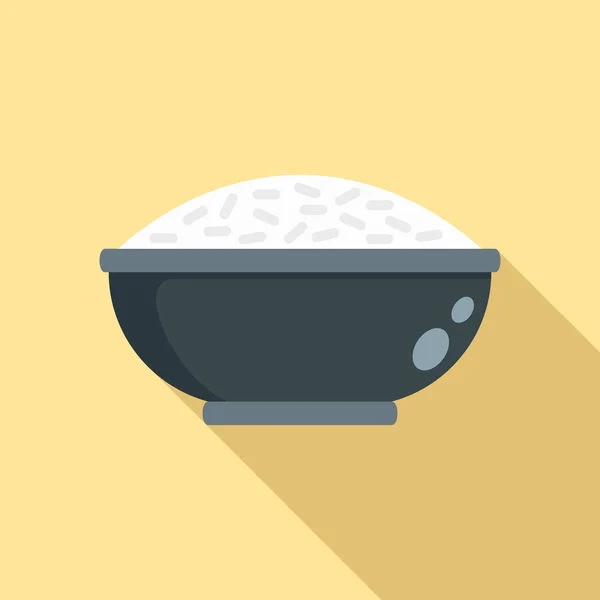 Icono de cuenco de arroz cocido, estilo plano — Vector de stock