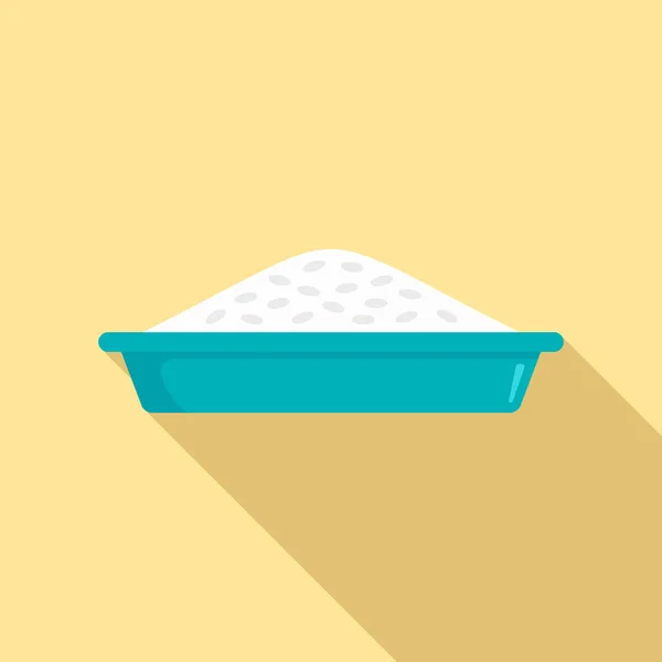 Rijst plaat lunch pictogram, vlakke stijl — Stockvector