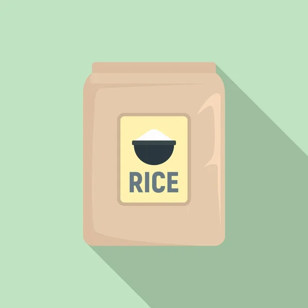 Значок упаковки риса, плоский стиль — стоковый вектор