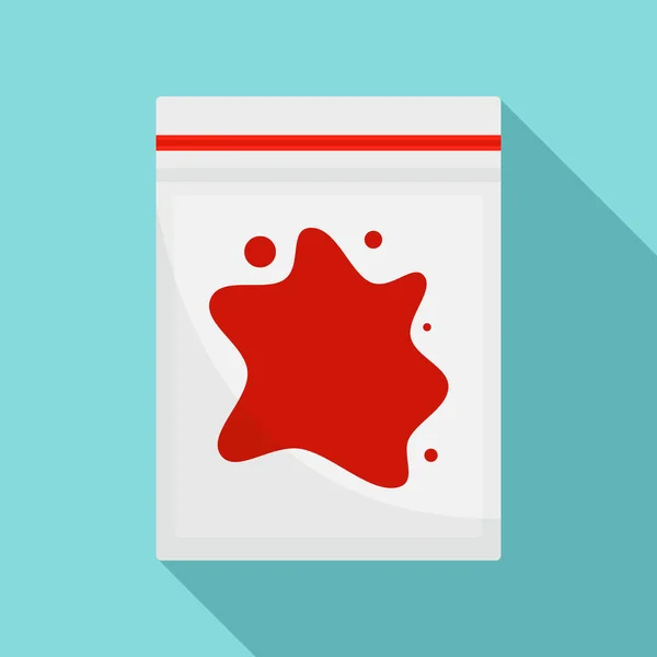 Blood package forensic lab icon, flat style