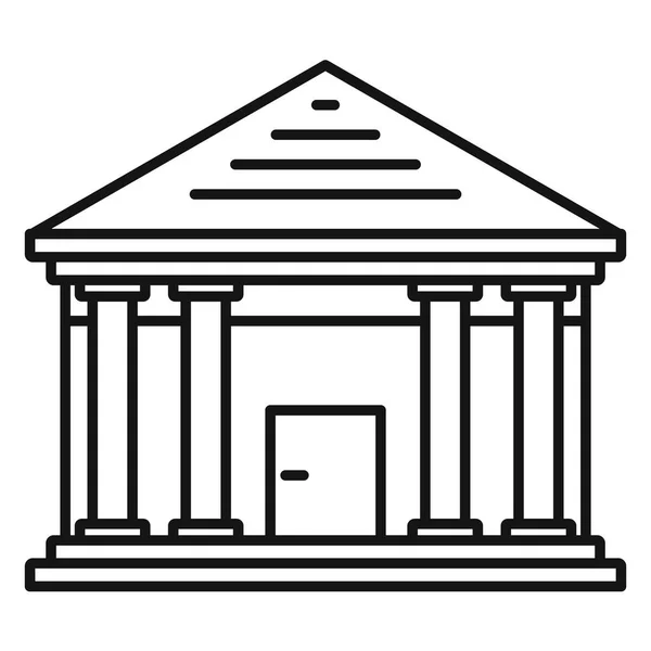 Icône du palais de justice en pierre, style contour — Image vectorielle