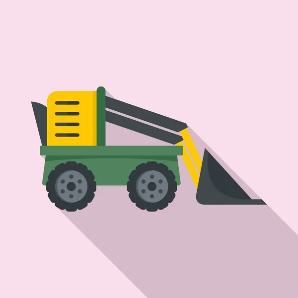 Icono de excavadora de granja, estilo plano — Vector de stock