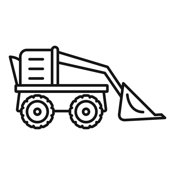 Farm excavator icon, outline style — Stock Vector