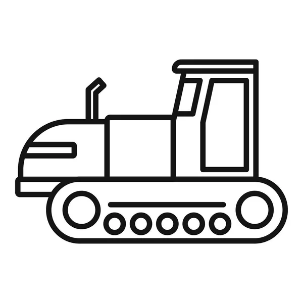 Tracked tractor icon, outline style — Stock Vector