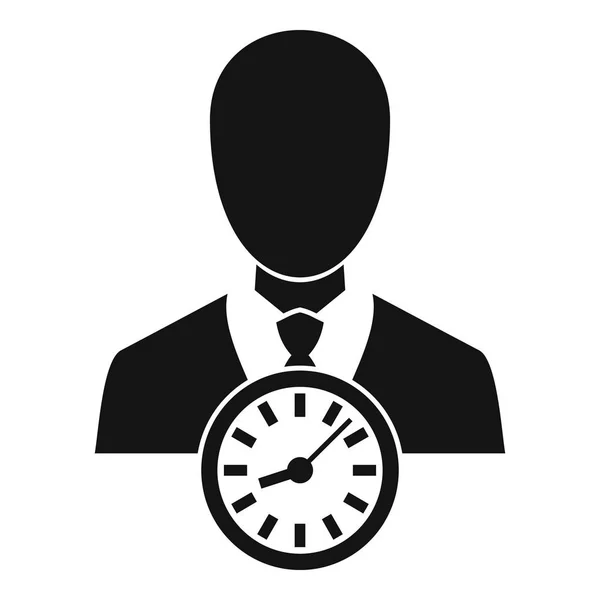 Icono de tiempo de trabajo de hombre de negocios, estilo simple — Vector de stock