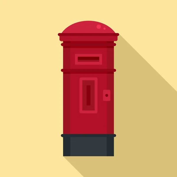 Значок поштової скриньки з червоною вулицею, плоский стиль — стоковий вектор