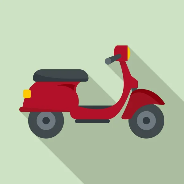 Червоний значок доставки скутера, плоский стиль — стоковий вектор