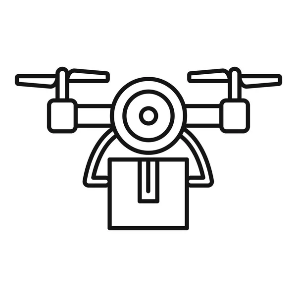 Drone delivery icon, outline style — Stock Vector