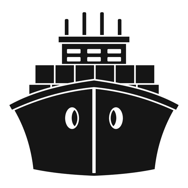 Front containerschip icoon, eenvoudige stijl — Stockvector