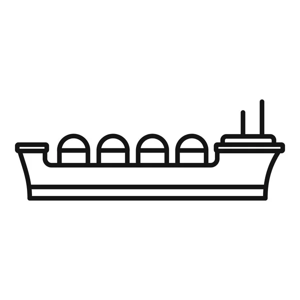 Öltankschiff-Ikone, Umriss-Stil — Stockvektor