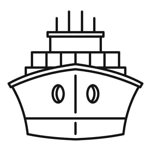 Ön konteyner gemisi simgesi, anahat stili — Stok Vektör