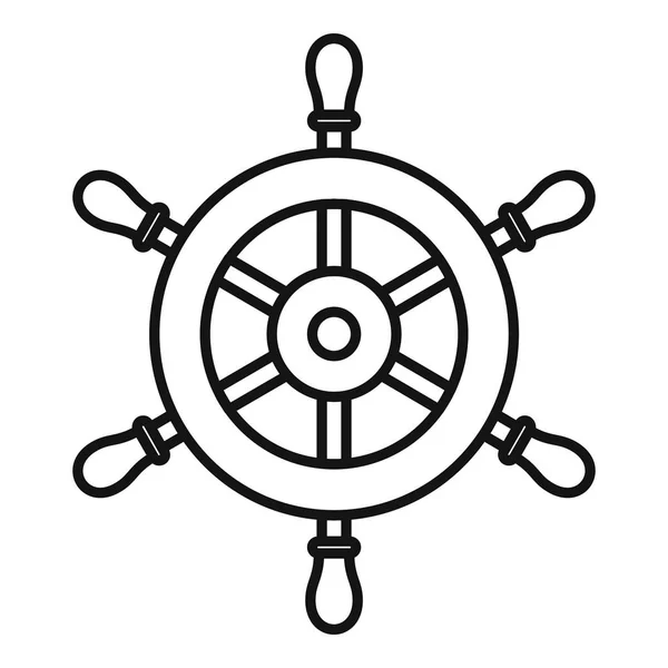 Schip stuurwiel pictogram, Kaderstijl — Stockvector