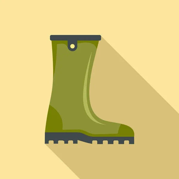 Icono de bota de goma verde, estilo plano — Vector de stock