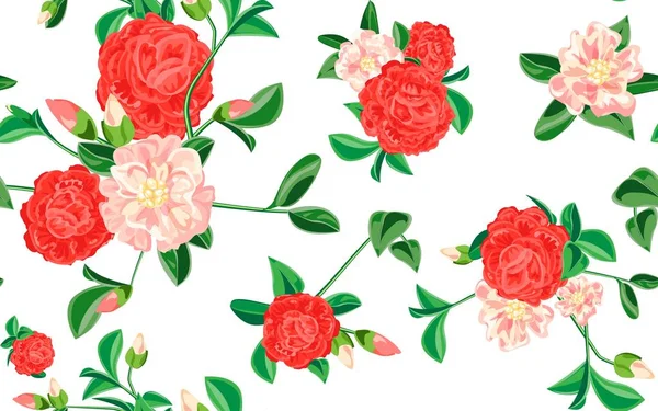 Camellia pattern, cartoon style — Stock Vector