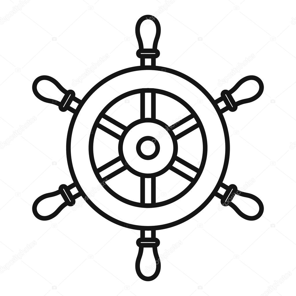 Ship steering wheel icon, outline style
