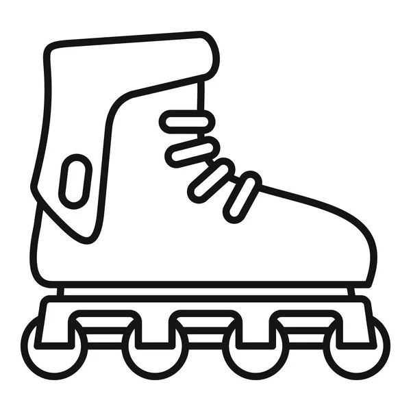 Icono de patines en línea deslizante, estilo de contorno — Vector de stock