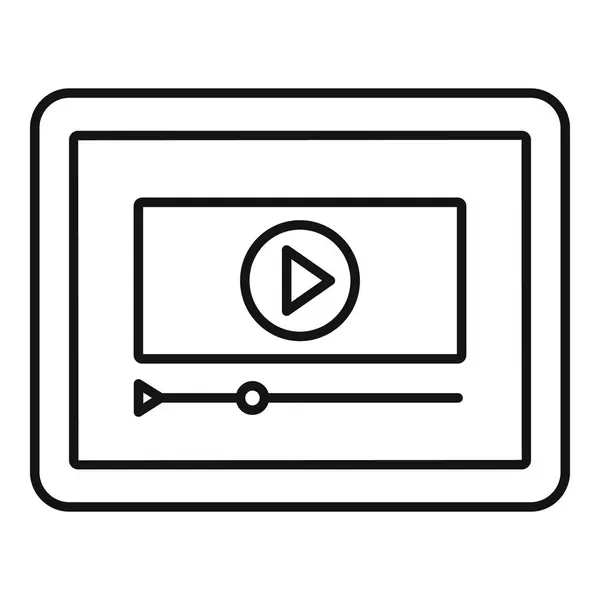 Icono de aprendizaje en línea de la tableta, estilo de esquema — Vector de stock