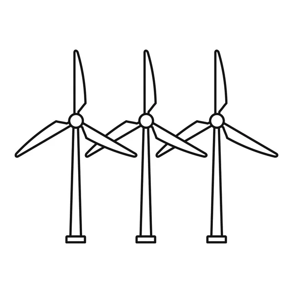Розробка піктограми вітрової турбіни, стиль контуру — стоковий вектор