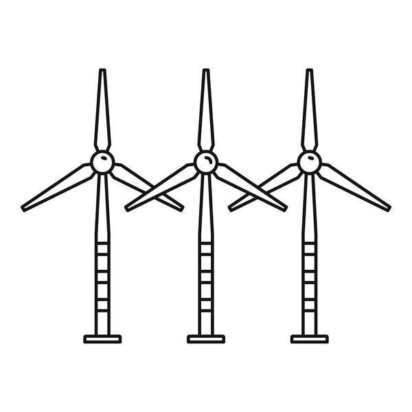Icono de granja de aerogeneradores, estilo de esquema — Archivo Imágenes Vectoriales