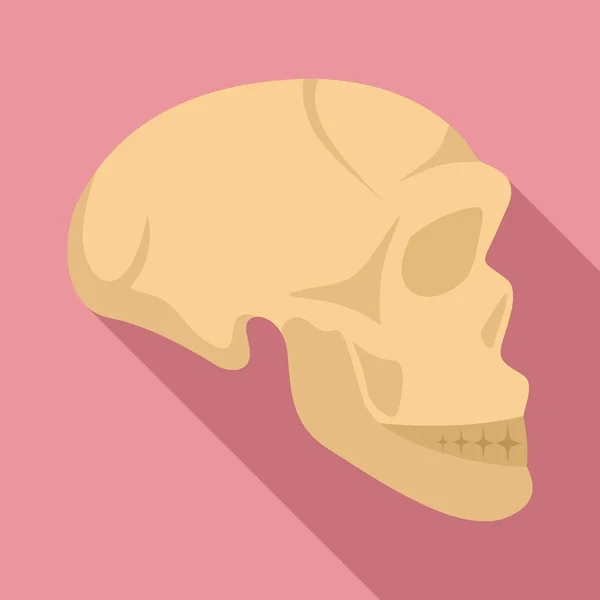 Icono de cráneo de hombre de edad de piedra, estilo plano — Archivo Imágenes Vectoriales