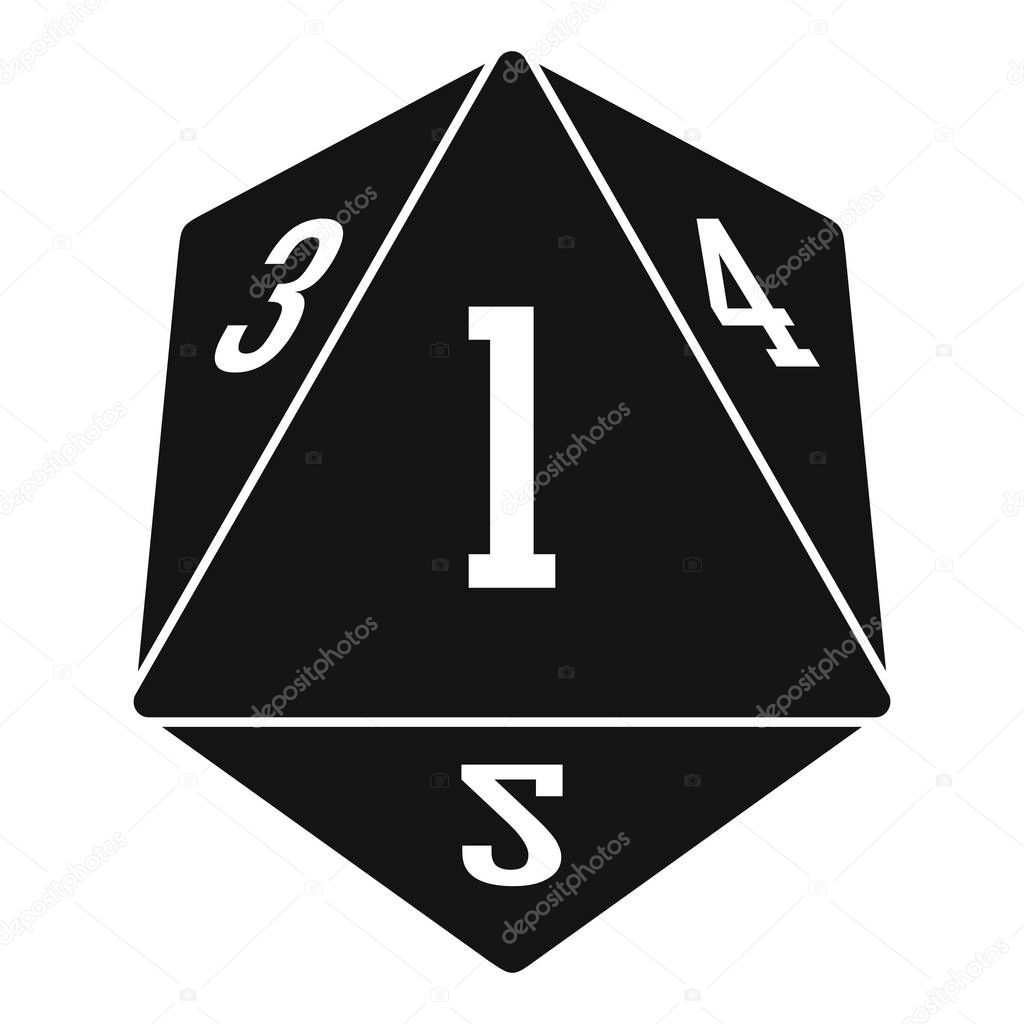 Dice polygonal number icon, simple style