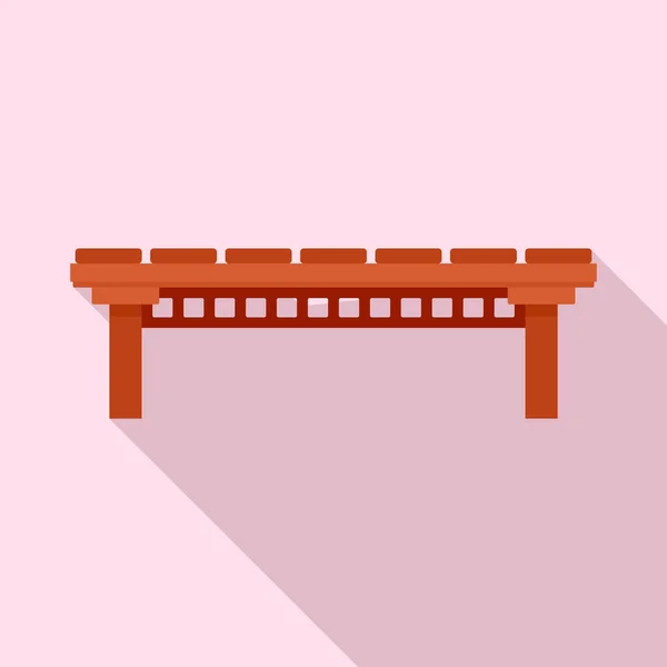 Icono de puente de río de madera, estilo plano — Vector de stock