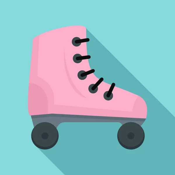 ピンクのローラースケートのアイコン、フラットスタイル — ストックベクタ