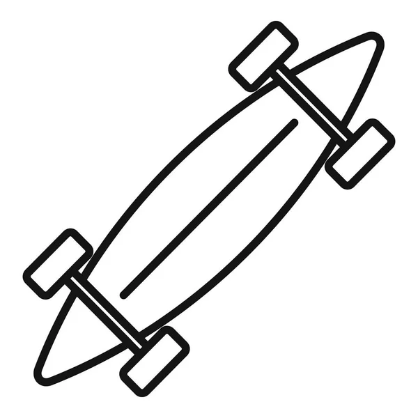 Smal Longboard pictogram, overzichts stijl — Stockvector