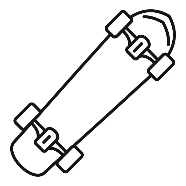 Icono de monopatín de madera lacada, estilo de esquema — Archivo Imágenes Vectoriales